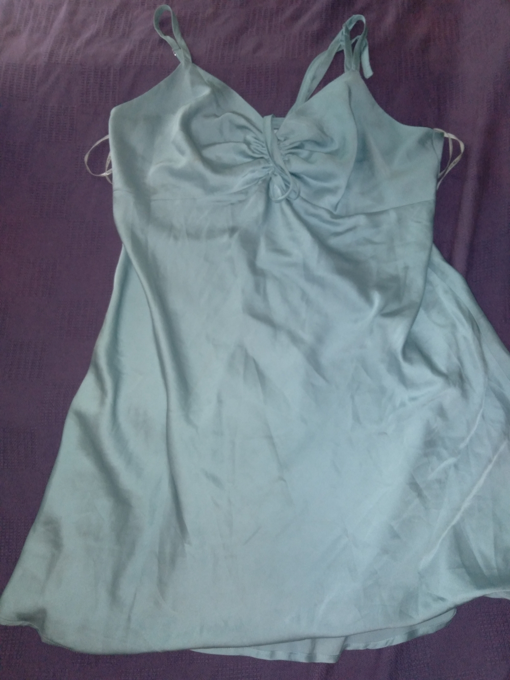Forever 21 Light Blue Satin Chemise Slip